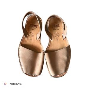 Tan beige PONS leather avarca sling back sandals
